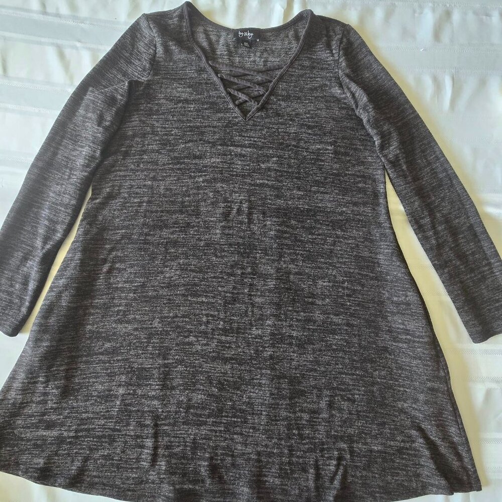 Woman's Size XXL Gray Tunic V-Neck Long Sleeve Pullover Tunic